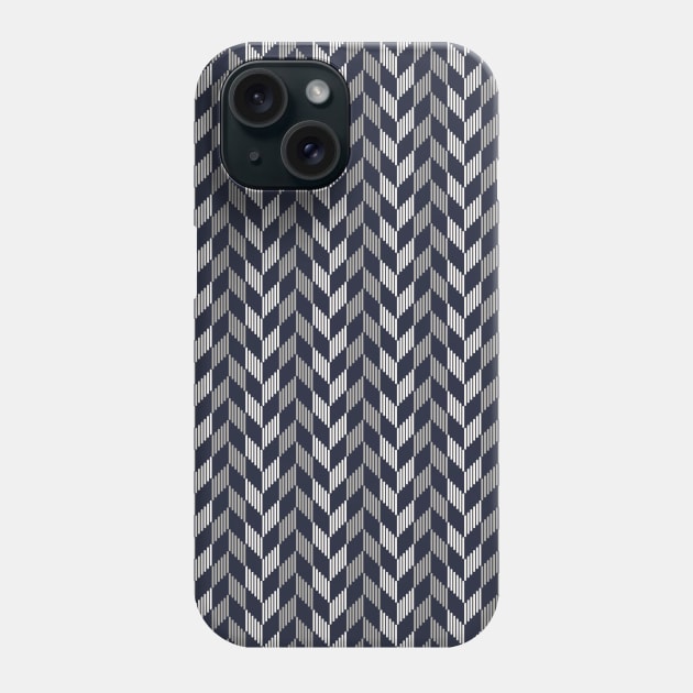 Blue grey color herringbone pattern Phone Case by PaepaeEthnicDesign