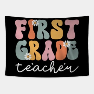 Groovy First Grade Teacher Retro 1st Day Of School Teacher Tapestry