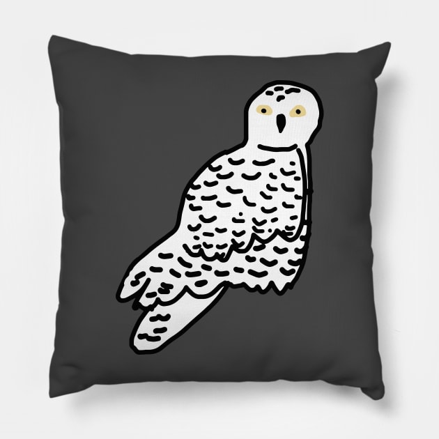 Snowy Owl Digital Drawing Pillow by Annelie
