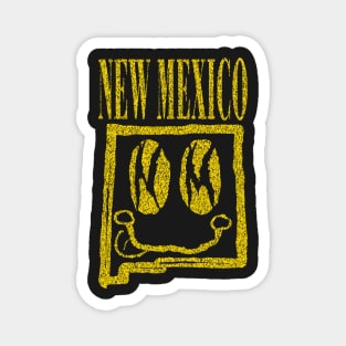 New Mexico Grunge Smiling Face Black Background Magnet