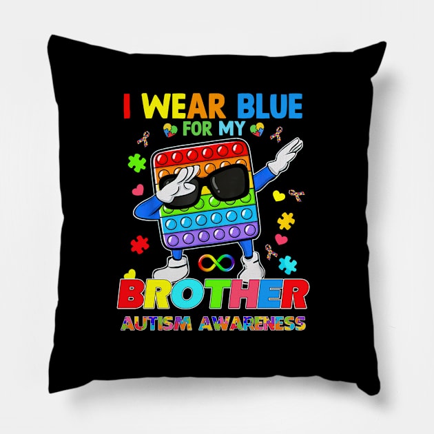 Poplt Dab I Wear Blue For My Brother Puzzle Autism Awareness Pillow by Brodrick Arlette Store