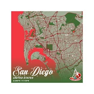 San Diego - United States Christmas Map T-Shirt