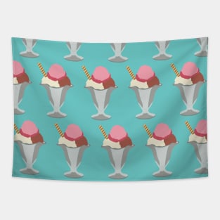 Cute Pastel Summertime Ice Cream Sundae Pattern Tapestry