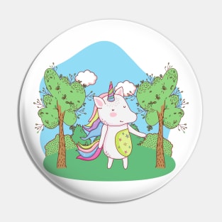 Cute Little Unicorn Standing In A Field Pin