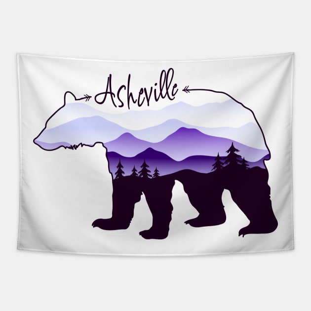 Asheville Blue Ridge Mountains - Black Bear - Purple WB 26 Tapestry by AVL Merch