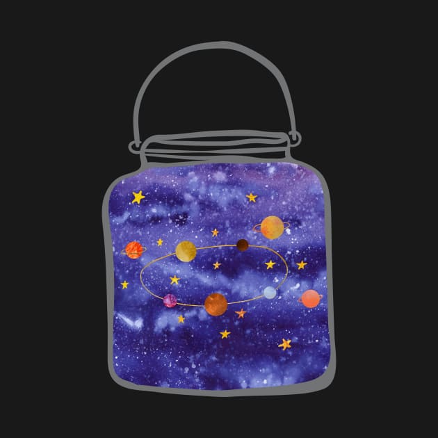 Solar system in a jar: Planets, stars, and galaxies in watercolor by AtlasMirabilis