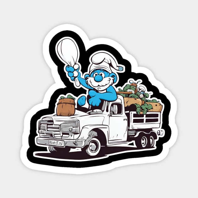 smurf riding its truck Magnet by Smurf