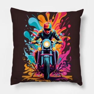 Motorcycle Retro - Vintage Motorcyclist Motorbike Pillow