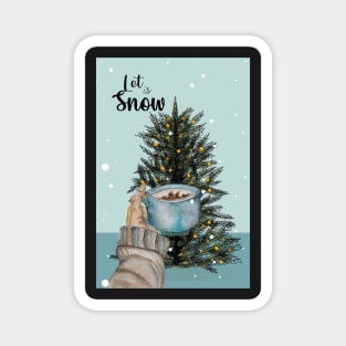 Christmas Cup of Coffee Postcard Magnet