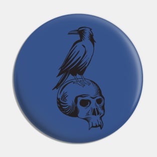 Halloween Scary Skull with Crow Pin