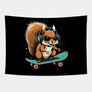 Squirrel Skateboard Lovers Funny Theme Skating Squirrels Tapestry