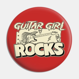 Guitar Girl Rocks Pin