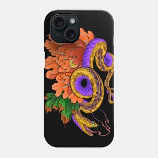 Neojapanese Peony Snake Phone Case