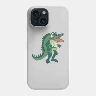 Crocodile with a flower Phone Case