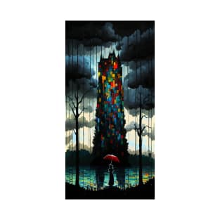 Mystical Tower Inspired by Piet Mondrian Art T-Shirt