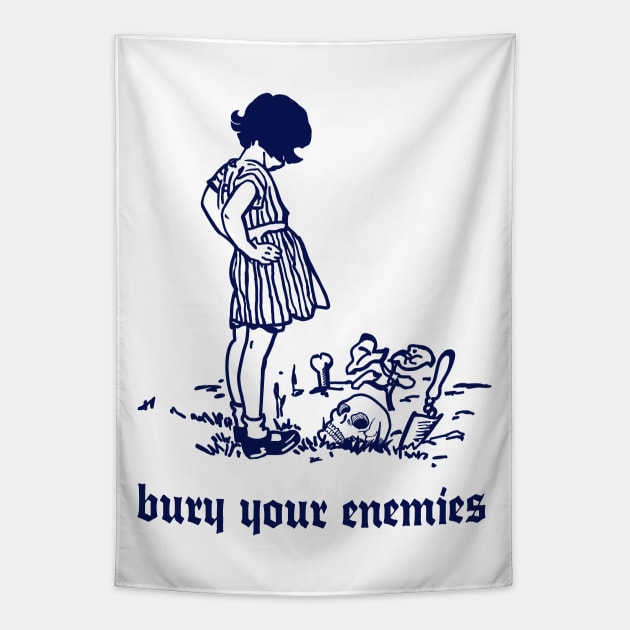 Bury Your Enemies - Humorous Twee Vintage Illustration Tapestry by DankFutura