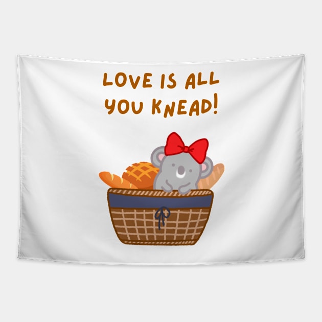 Love is All You Knead! Bread Basket Koala Tapestry by theslothinme