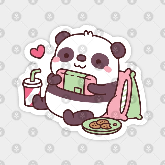 Cute Panda Loves Playing Video Games Magnet by rustydoodle