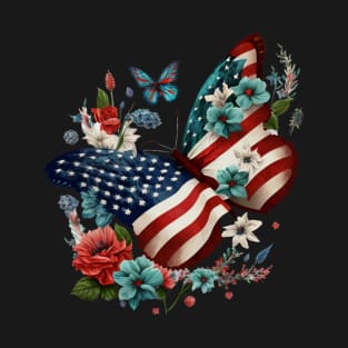 Patriotic Butterfly, 4th of July Design T-Shirt