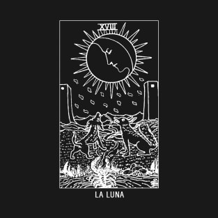 "La Luna" The Moon Tarot Card Black and White T-Shirt