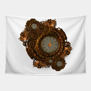 Golden clockwork with flowers Tapestry