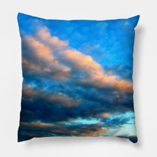 Cloudy sky before the storm during sunset Pillow