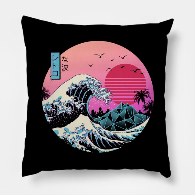 The Great Retro Wave Pillow by Vincent Trinidad Art