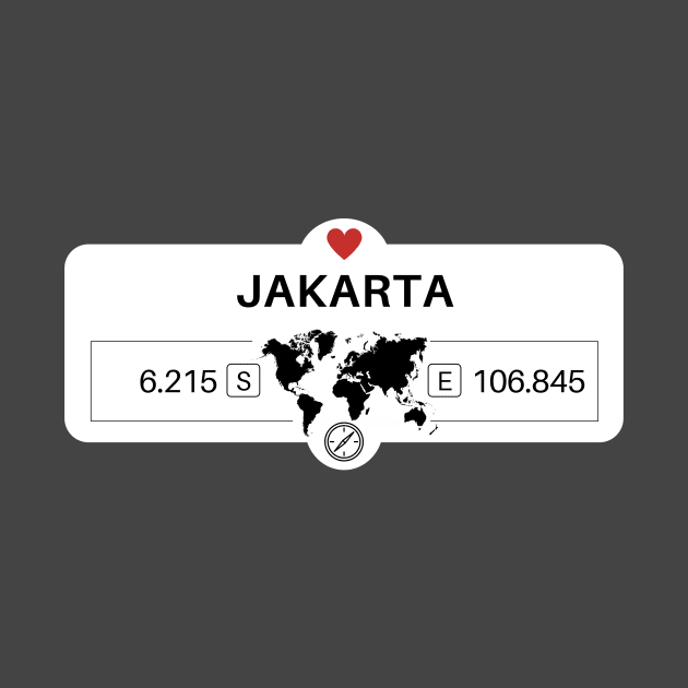 Jakarta - Indonesia - World Map with GPS Coordinates by HarryRain