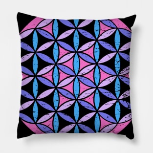 Sacred Geometry Flower of Life in a Psychedelic colors Pillow