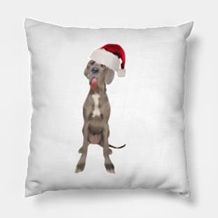 Funny Great Dane in Santa Hat Pillow