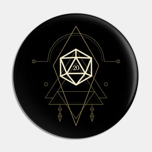 Esoteric Polyhedral D20 Dice Tarot Two Pin