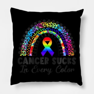 Cancer Sucks In Every Color All Cancer Matter Boho Pillow