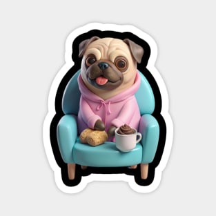 Cute Coffee Fat Pug – Funny Dog Lover Design Magnet