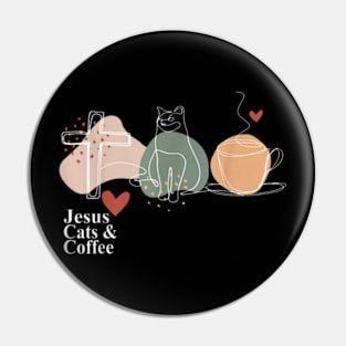 Jesus Cats & Coffee Christian Costume Pin