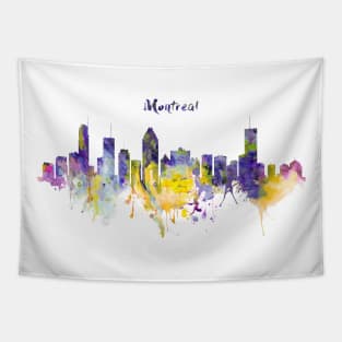 Montreal Watercolor Skyline Tapestry