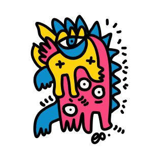 Graffiti Pink Blue Yellow Creature T-Shirt