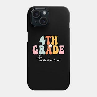 4Th Grade Team Retro Groovy Women Happy First Day Of School Phone Case