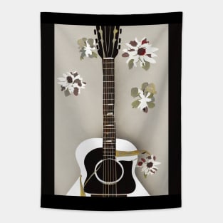 Acoustic Guitar with Floral Tapestry