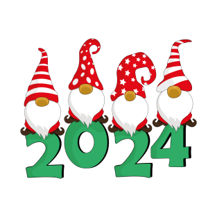 Gnomes are sitting on the numbers of 2024 T-Shirt