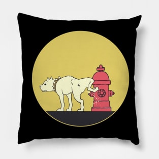 Funny Pitbull Dog Peeing Retro Sunset Vintage Colors Pillow