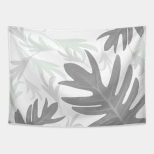 Autumn fall gray on white tropical palm leaves Tapestry