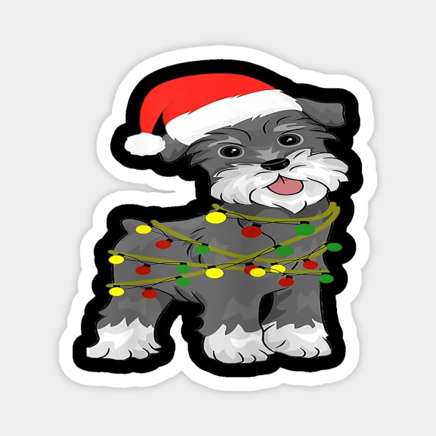 Cute Schnauzer Santa Hat Christmas Dog Gift Magnet by Barnard