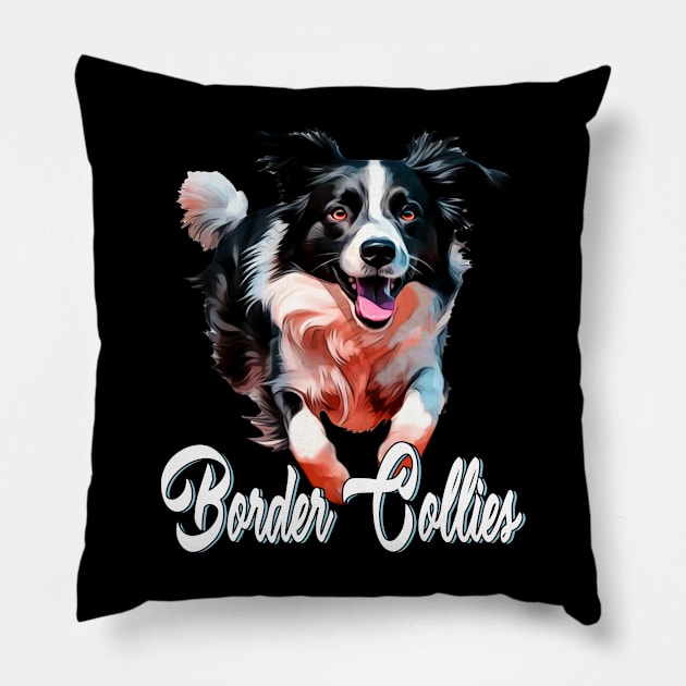 Border Brilliance: Smart and Agile Dog Stars on Eye-Catching T-Shirt Pillow by HOuseColorFULL