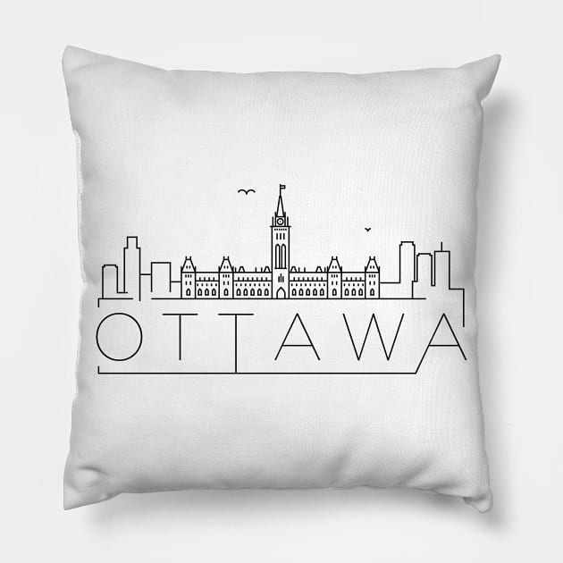 Ottawa Minimal Skyline Pillow by kursatunsal