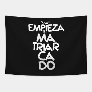 The Matriarchy Begins in White Typography. Spanish phrase series La Casa de Papel. Women in power. Tapestry