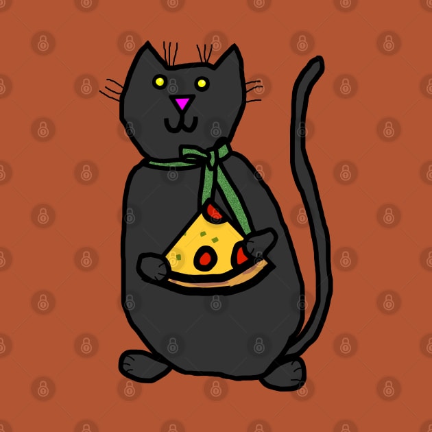 Cute Cat and Pizza Slice by ellenhenryart