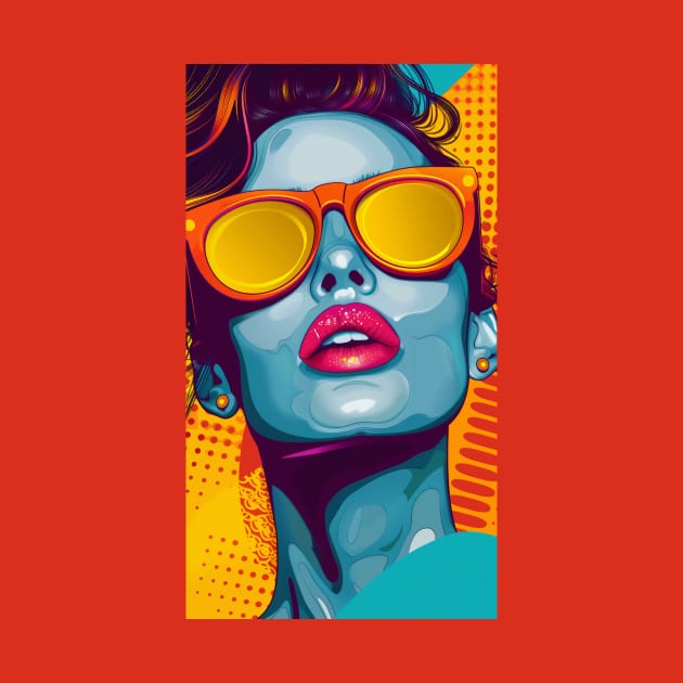 Pop Art Woman Orange Glasses by JunkyDotCom