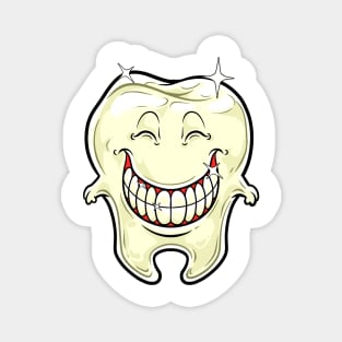 Cartoon grinning healthy tooth Magnet