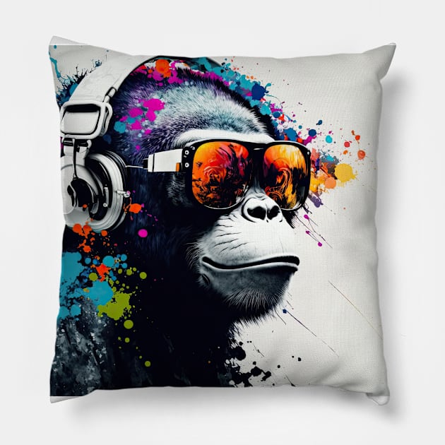 color splash music monkey #2 Pillow by obstinator