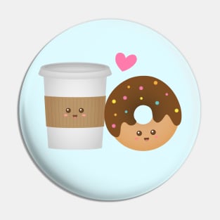 Cute Coffee And Donut, Perfect Together Pin